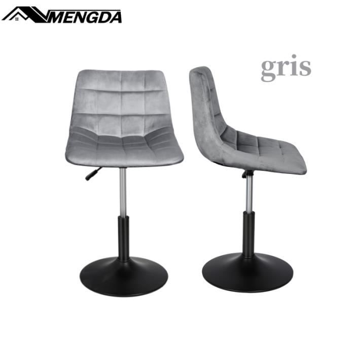mengda lot de 2 tabouret de bar design tabourets de cuisine hauts chaises de bar, hauteur réglable et rotation 360, velours et metal
