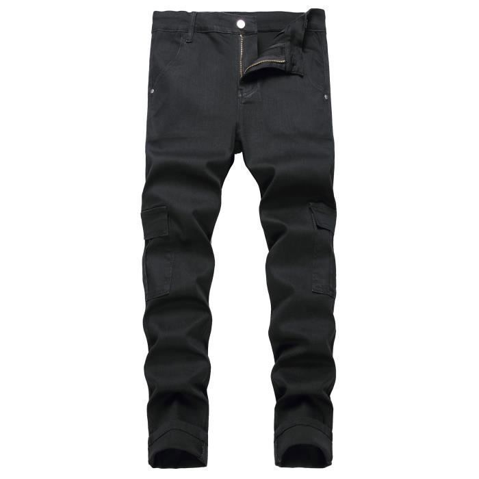 Jeans Cargo Homme Multi Poches Slim Mode Stretch Casual