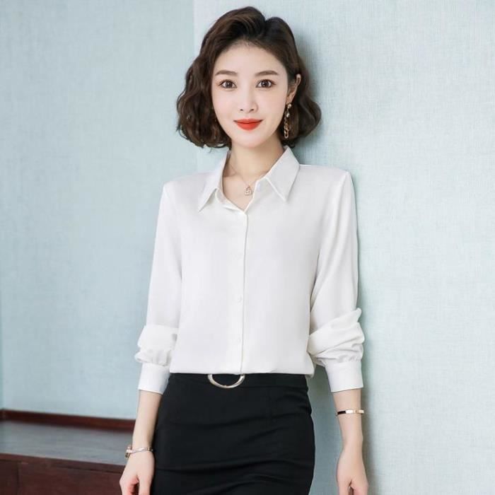 Chemise Femme Confortable Classique douce couleur unie Manches longues Blanc LG Blanc Cdiscount Pret a Porter