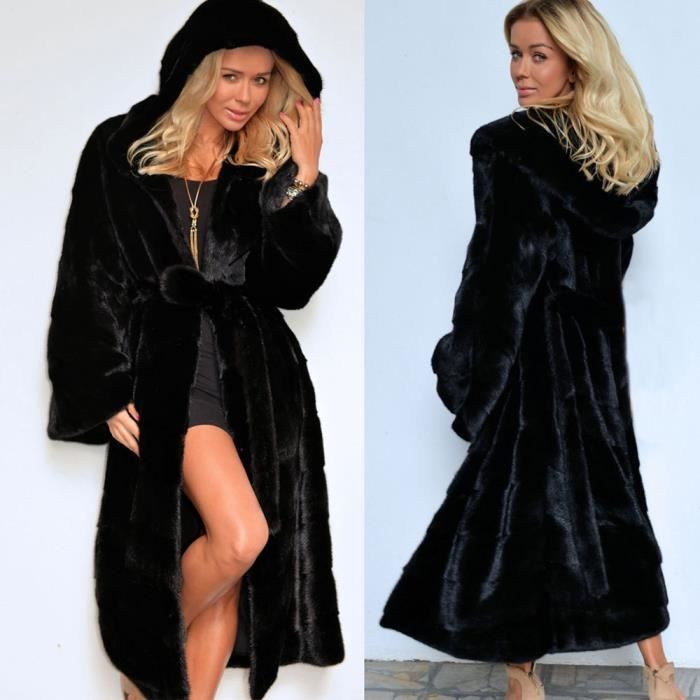 Femmes en fausse fourrure Manteau Parka long Trench hiver chaud Hauts  Pardessus Paontry2471 Noir - Cdiscount Prêt-à-Porter