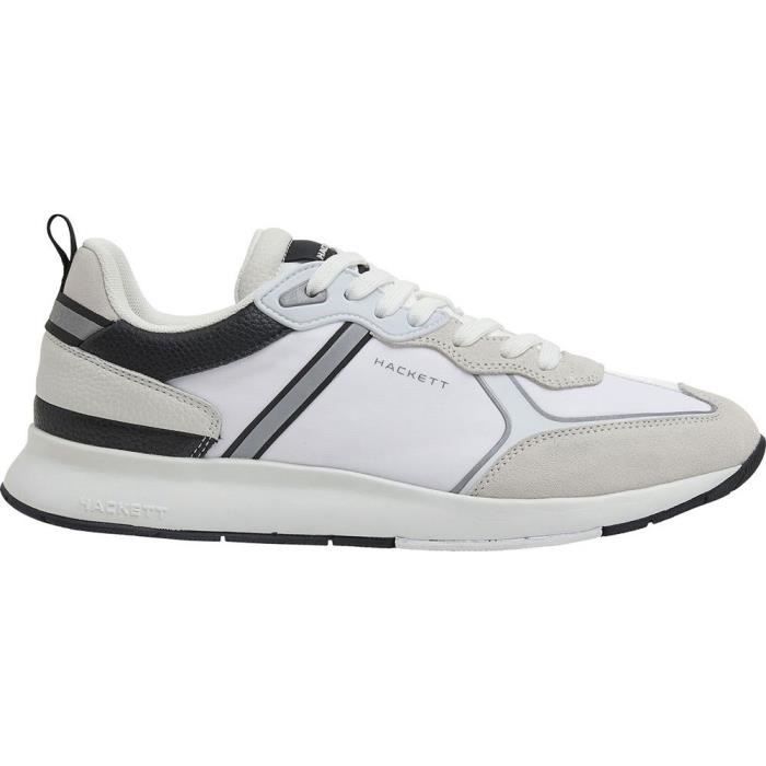 Basket Homme H-Runner Tech Sport - HACKETT - Blanc - Cuir - Lacets - Détails réfléchissants Basket Homme H-Runner Tech Sport - HACKETT - Blanc - Cuir - Lacets - Détails réfléchissants