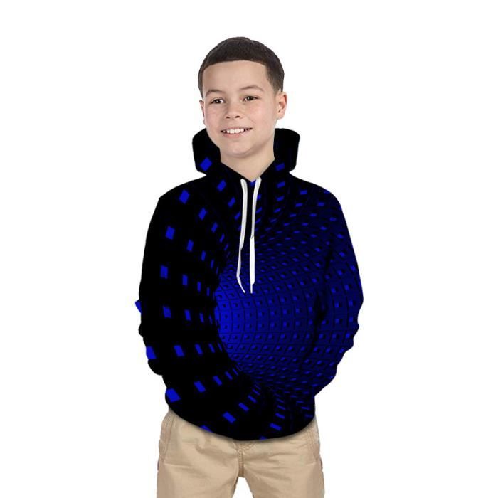 Sweat Enfant Trou de ver 3D Imprime de Marque veste enfant capuche a manches longues Bleu Cdiscount Pret a Porter