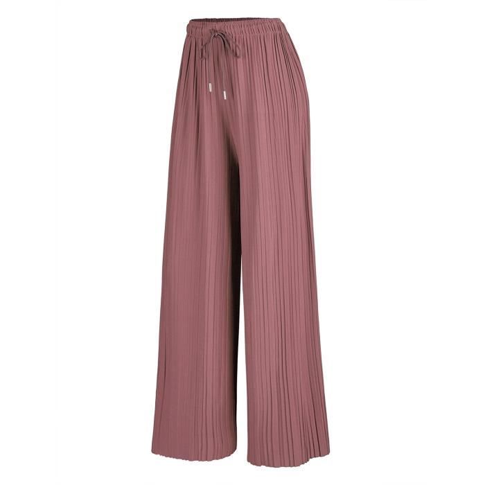 MELLIEX Pantalon Lin Femme Été, Pantalon Décontracté Léger, Pantalon Fluide Taille Haute, Ample Confortable Pantalon Jogging, Pantalon Large avec Cordon de Serrage et Poches, Gris-L