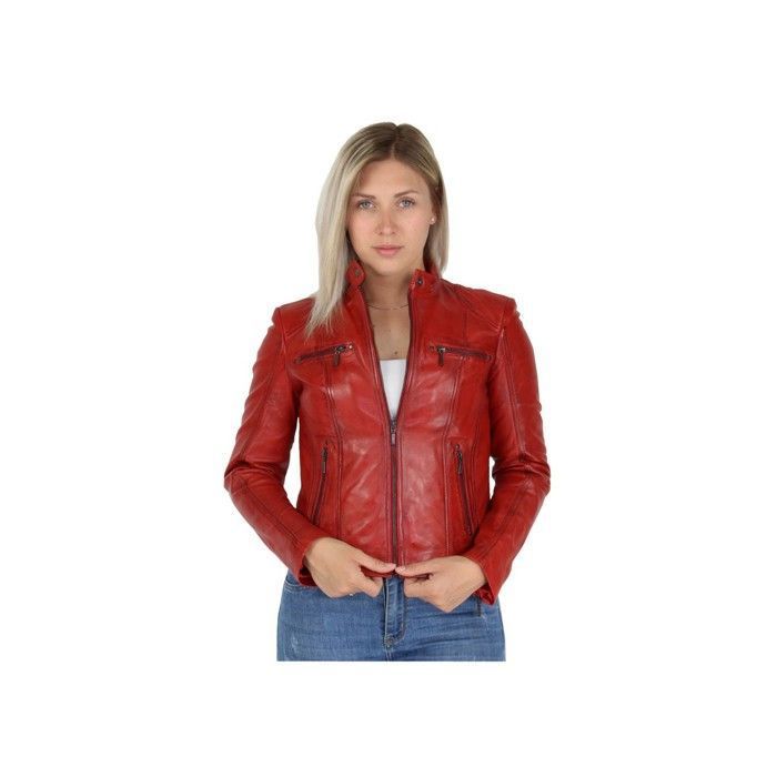blouson cuir rouge