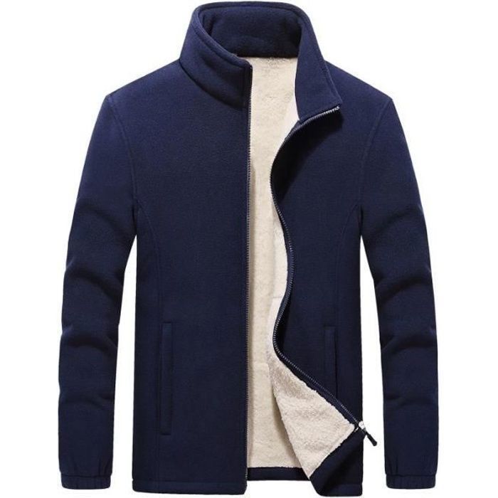 Veste Polaire Homme - Automne Hiver - Respirant - Randonnée - Col Montant -  Bleu Bleu - Cdiscount Sport