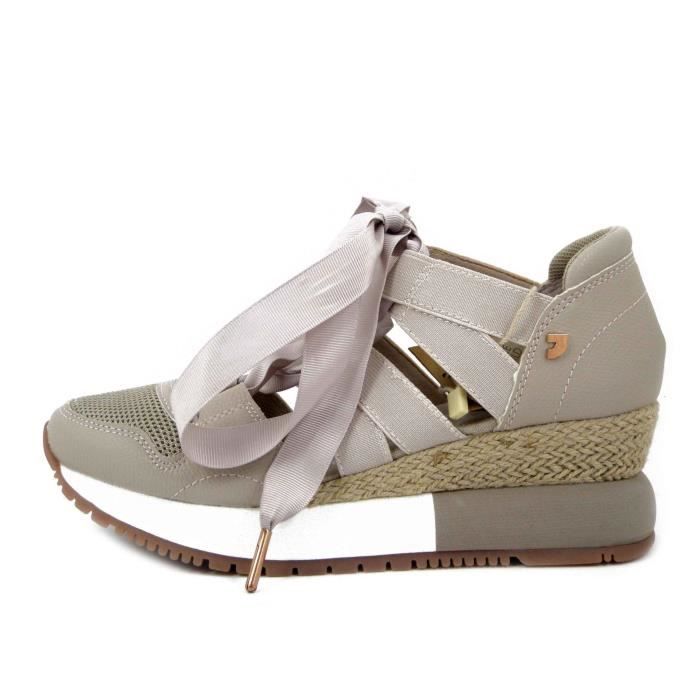 Gioseppo Sneaker pour femme beige lacets et talon interne – GIOSEPPO