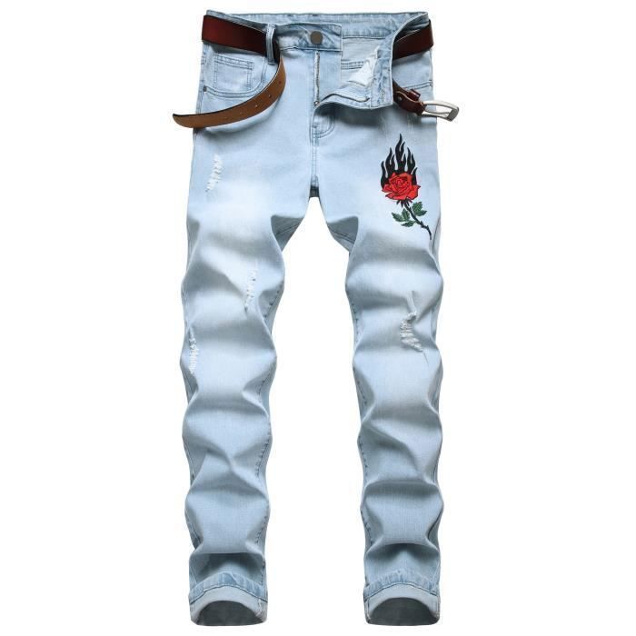 Jeans homme avec broderie top