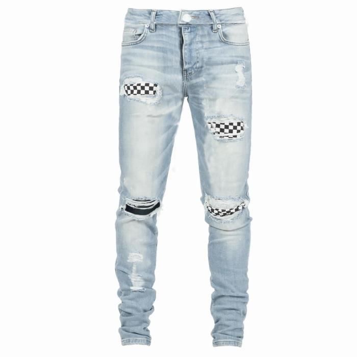 Jeans homme best sale bleu clair déchiré