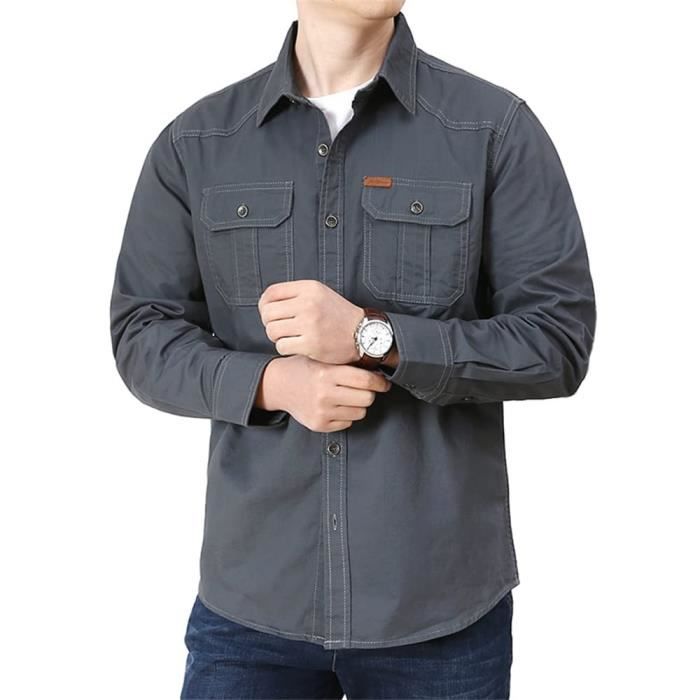 Chemise de Travail rétro pour Hommes, Chemise Ample à Manches Longues Chemise de Travail rétro pour Hommes, Chemise Ample à Manches Longues