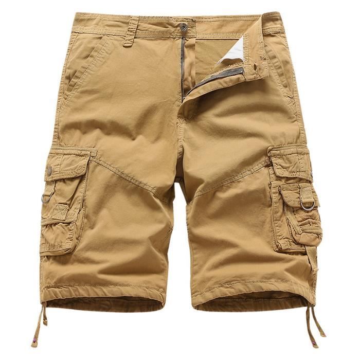 Short Bundi beige en coton et polyamide texturé italien