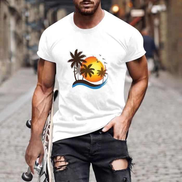 Hommes d contract col rond impression num rique 3D pull Fitness