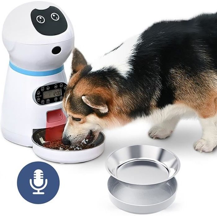 3 5l Distributeur D Aliment Croquette Automatique De Nourriture Avec Rappel Programmateur Pour Chien Et Chat Cdiscount