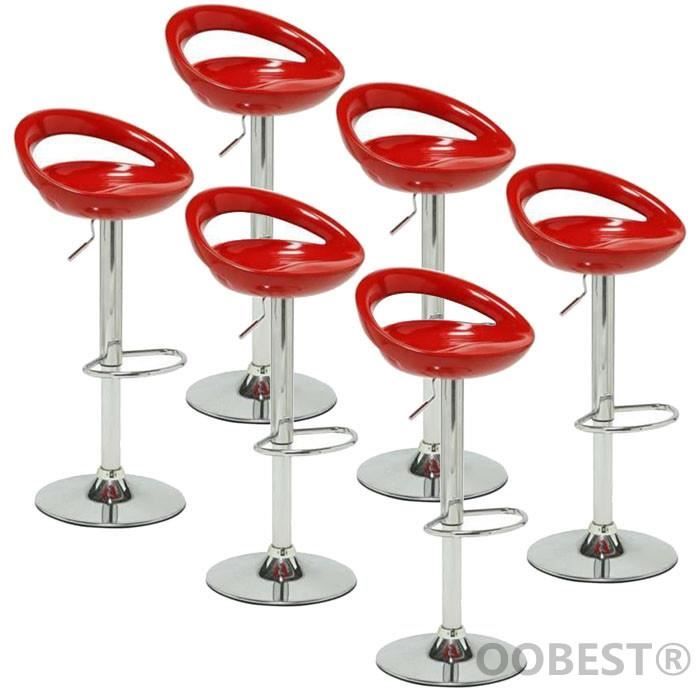 OOBEST® Lot de 6 tabourets de bar ABS Rouge Pivotant et Réglable en Hauteur 59 cm - 80 cm OOBEST® Lot de 6 tabourets de bar ABS Rouge Pivotant et Réglable en Hauteur 59 cm - 80 cm