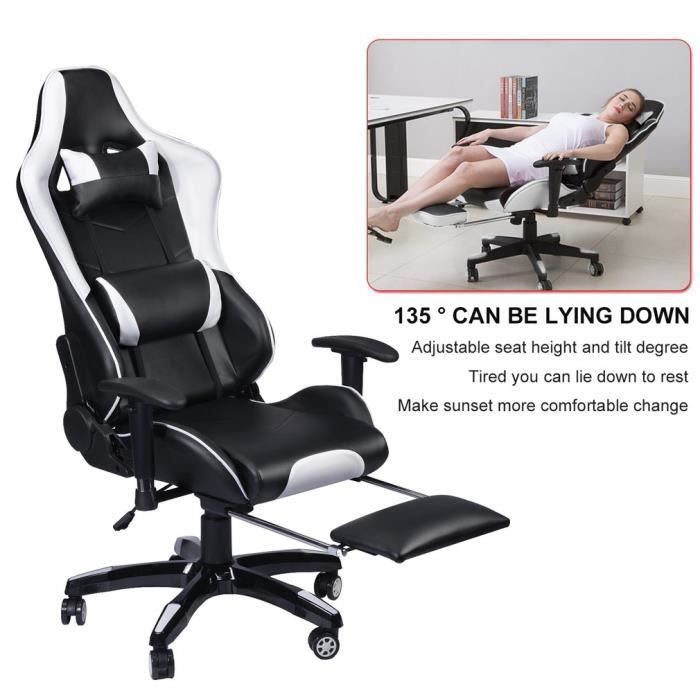 Ergonomique Fauteuil Gamer Chaise De Jeu Chaise Racing Avec Le Repose Pied Hauteur Reglable Noir Et Blanc Achat Vente Siege Gaming Soldes Sur Cdiscount Des Le 20 Janvier Cdiscount