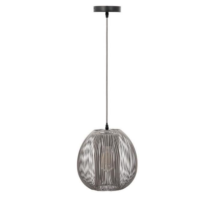 Lampe Suspension Déco "boule Filaire" 26cm Gris Paris Prix