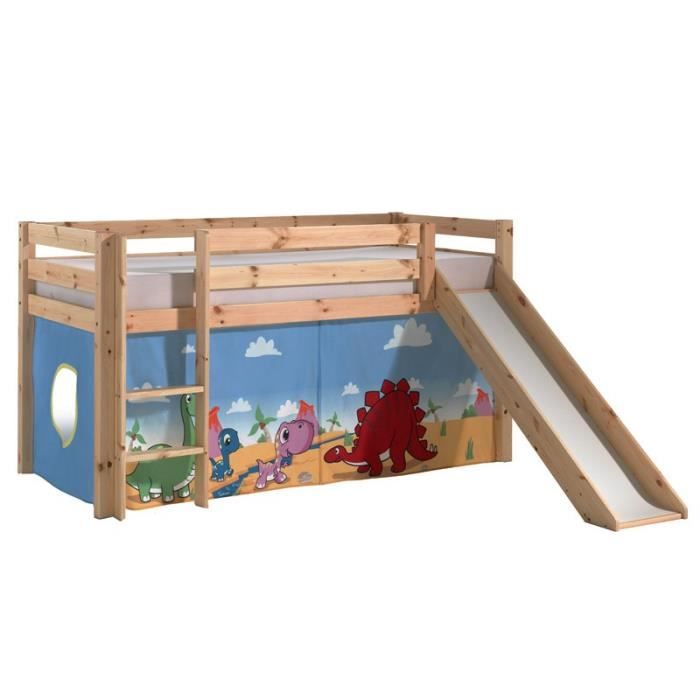 Lit Enfant Avec Toboggan "pino Dinosaure" Naturel Paris Prix
