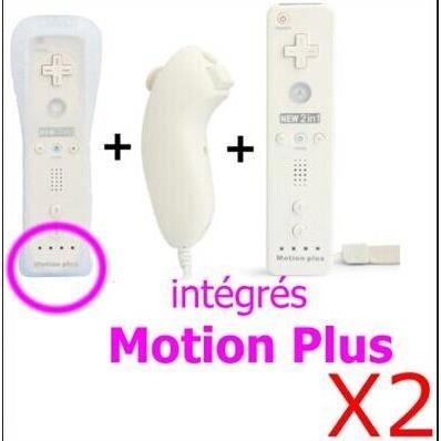 Qumox Manette Motion Plus Wii Nunchuck Blanc X2 Manettes Compatible Cdiscount Informatique