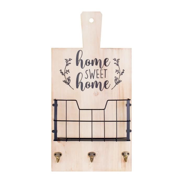 Patère - Sweet Home - Porte-Clés Mural - Métal Noir - 7 Crochets - Design Contemporain - Maison
