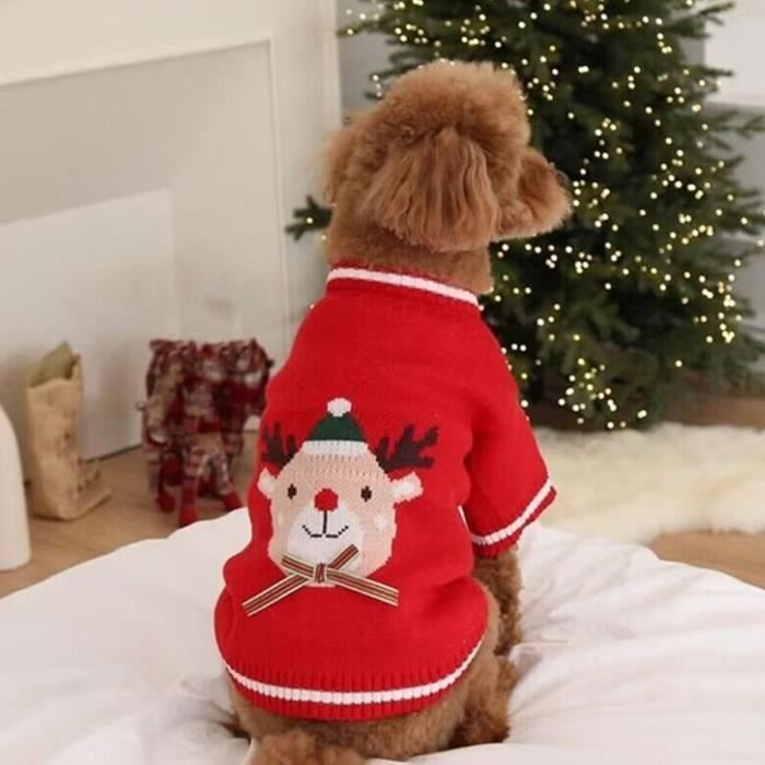 Meilleurs prix pour Pull de Noël pour chiot - SALUTUYA - Rouge - Doux et chaud - Design élégant - Facile à enfiler