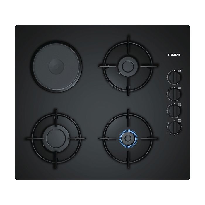 Table de cuisson mixte Siemens EO6B6YB10 - 4 plaques de cuisson - Gaz et  électrique - Verre trempé - Noir - Cdiscount Electroménager