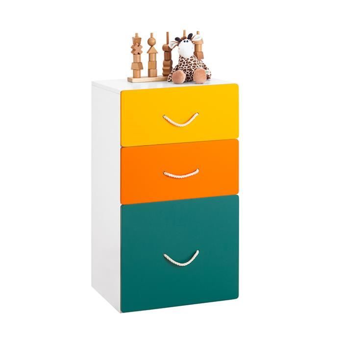 Coffre à Jouets à Roulettes Pour Enfant - 40x40x35 Cm - MDF Orange - Rangement Jouets Livres - Montage Facile