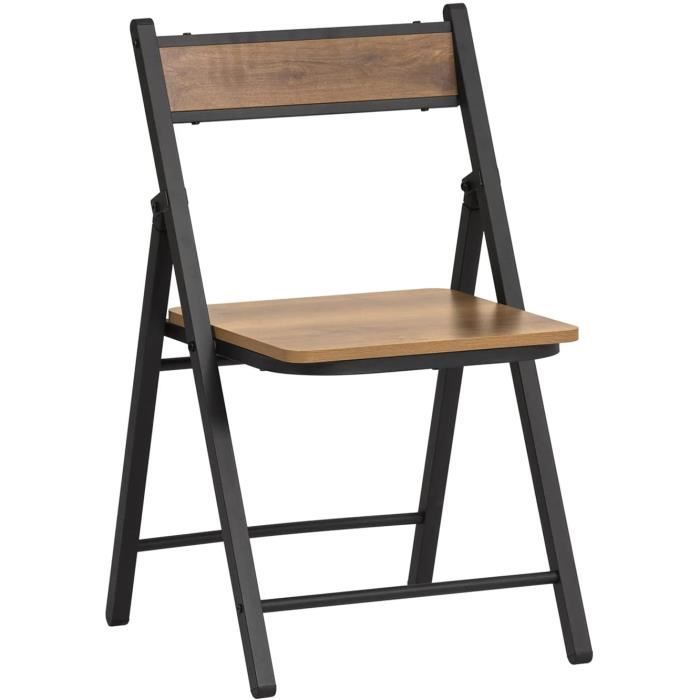 sobuy fst88-pf chaise pliante robuste en bois et métal chaise pliable style industriel pour cuisine, bureau 46 x 48 x 80 cm