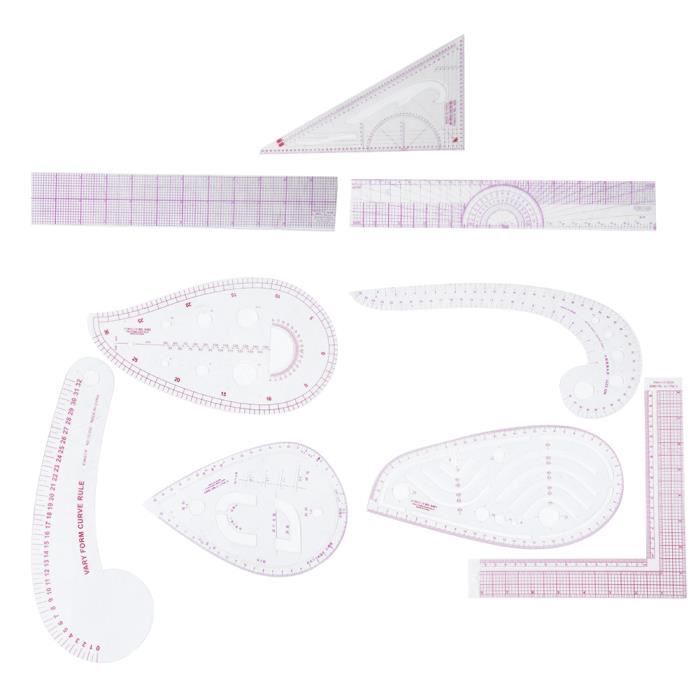 Règle Couture PiniceCore 5 En 1 - Coulissante - Pour Ourlet, Boutonnière, Marges - 21x8 Cm