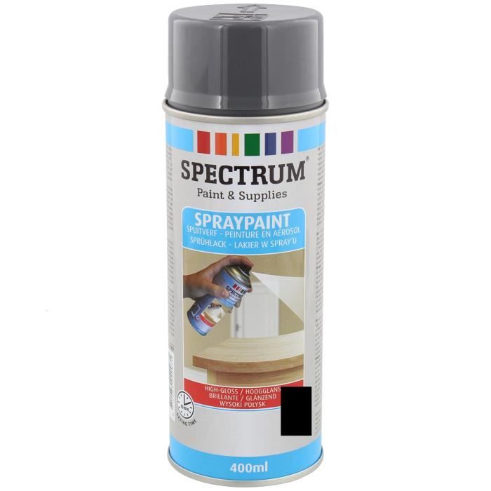 Lot de 1 Bombes NOIR BRILLANTE Peinture en Aérosol 400ml Bois,Métal,Aluminium  etc.. - Achat / Vente bombe de peinture Lot de 1 Bombes NOIR BRILLA -  Cdiscount