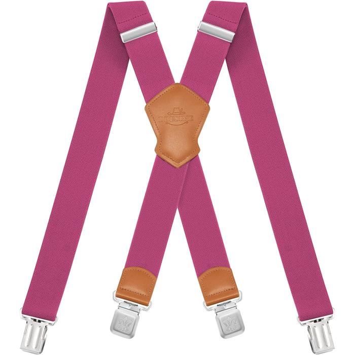 Olata Bretelles Extra Larges pour Hommes - 5 cm de Large, Robustes et Réglables avec Clips
