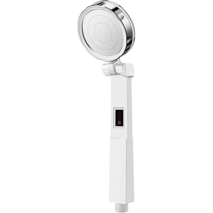 Vereg Pommeau Douche LED Chromé Avec Compteur Eau & Affichage Température - 3 Jets