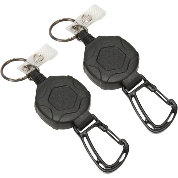Lot De 2 Porte-clés Rétractables – Mousqueton Acier Inox – Porte-badge Tactique