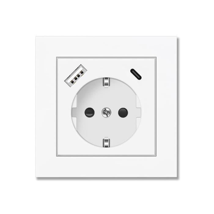 Prise Murale USB Double – Chargeur Duplex 86mm, Matériau PC Ignifugé