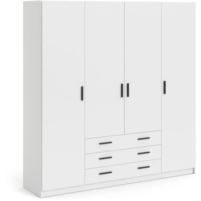 Armoire VEGA Décor 4 portes + 3 tiroirs 195 5 x P 49 6 x H 200 4 cm