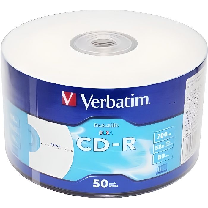 50 CD-R Verbatim Printable - 700 Mo - 52x - Spindle