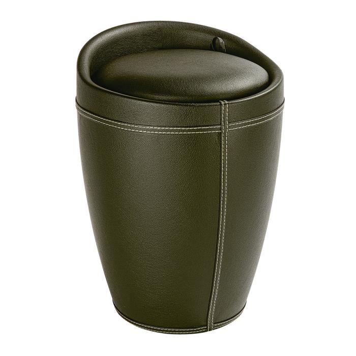 WENKO Tabouret Panier à linge, coffre à linge et tabouret salle de bain Candy, similicuir, 20 litres, Plastique, marron