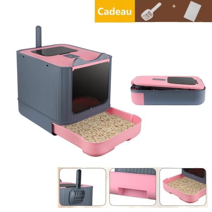 Meilleurs prix pour ROSE Bac à Litière Pliable pour Chat, Maison de toilette à Entrée avant et Sautée haut,  Bac à tiroir avec pelle,  44.5x36.5x34.5cm