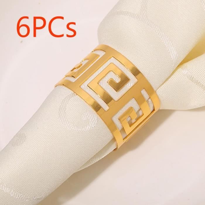 ROND DE SERVIETTE ,GoldAnneaux porte serviettes dorés, 6 pièces