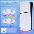 Support Vertical RGB pour PS5 Slim Disc & Digital - Accessoire avec Ventilateur et 14 Modes de Lumière - Blanc-1