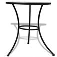 Table mosaïque - AYNEFY - Noir / Blanc - Cadre en fer laqué - Dessus de table en céramique-1