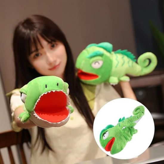 Marionnette Caméléon En Peluche - 30 Cm - Jouet Main Enfant - Cadeau Anniversaire, Noël