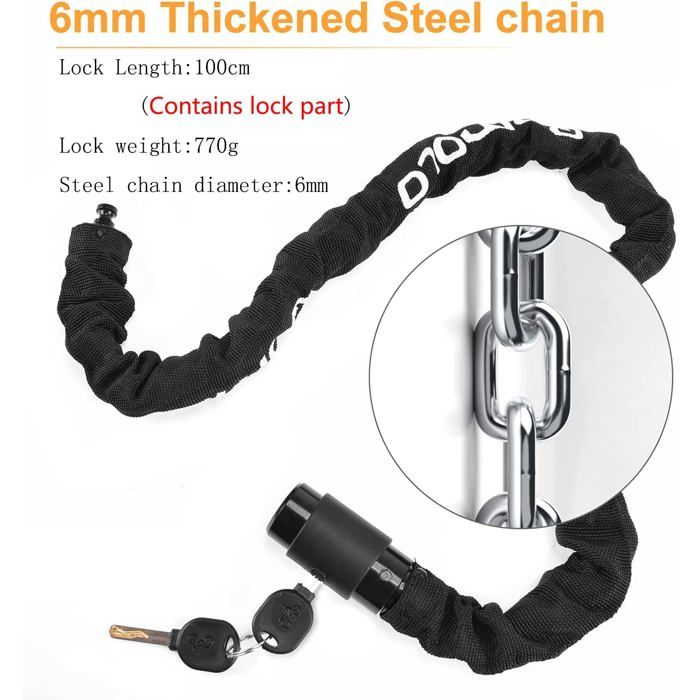 Antivol Vélo HiiPeak à Code - Chaine Acier 7mm - 100000 Combinaisons - Rose Pour Vélos Et Motos