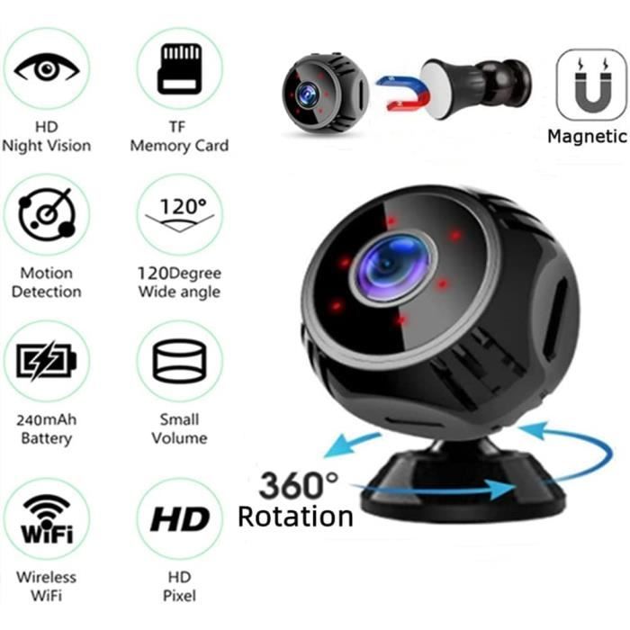 Webcam 1080P HD sans fil avec vision nocturne, mini caméra, enregistreur  vidéo, prise en charge de