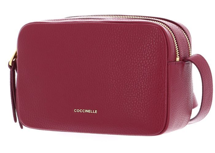 Sac à épaule Coccinelle Mini Bag En Cuir Grainé - Couleur Grenat Rouge, Neuf Avec étiquettes