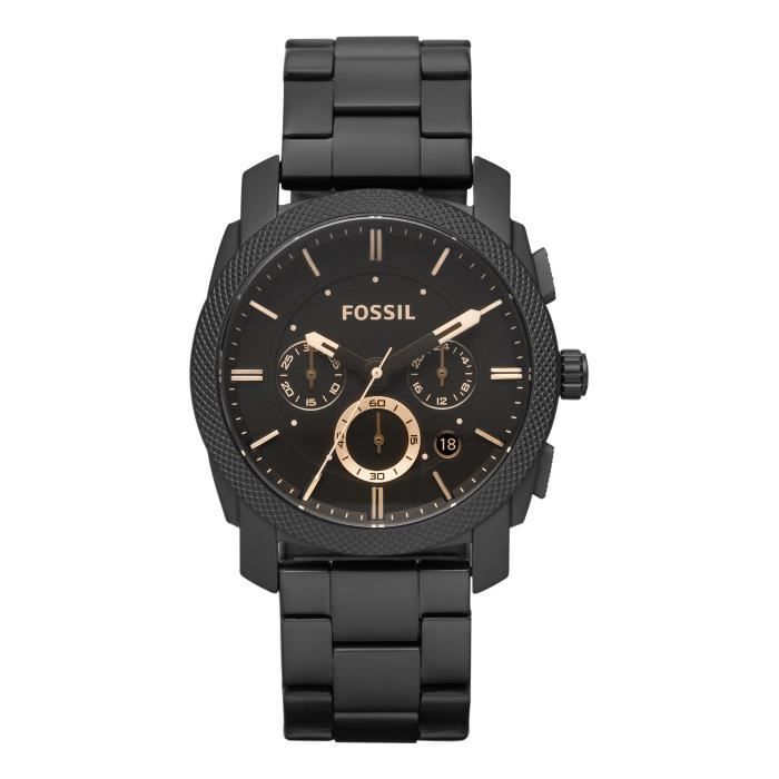 FOSSIL Machine Montre chronographe homme noire mat en acier