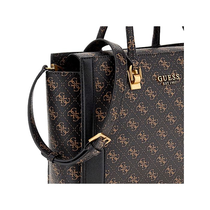 GUESS Ajiona High Society Carryall Brown Logo [236856] - sac à épaule  sacoche brun foncé - Cdiscount Bagagerie - Maroquinerie