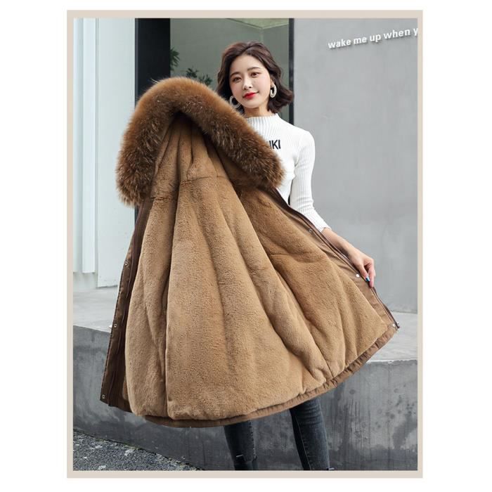 Veste moumoute marron deals