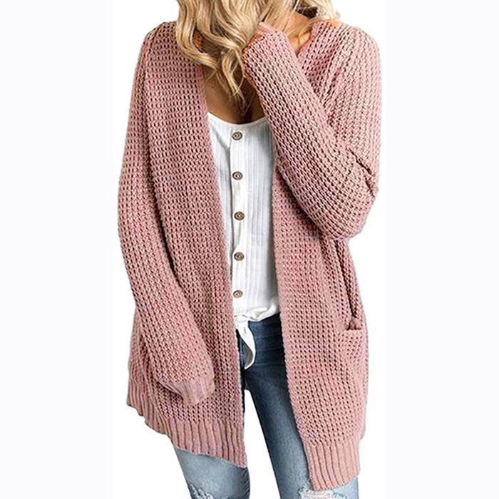 Cardigan Long Femme – Tissu Doux Et Chaud, Grande Taille, Style Décontracté Pour L’hiver Et Mi-saison