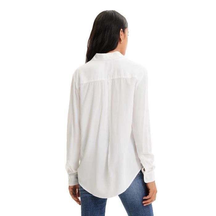 Chemise Desigual Femme Manches Courtes - Taille L - Beige à Fleurs - Très Bon état
