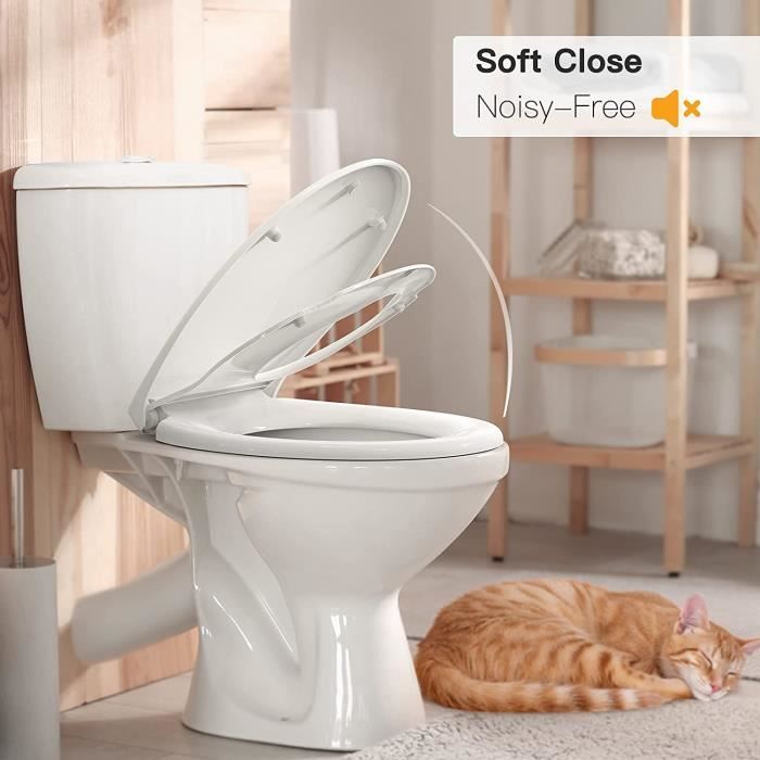 Abattant WC Familial, Lunette de Toilette avec Siège Enfant Magnétique,  Démontage Rapide, Soft-close, Forme D, en PP