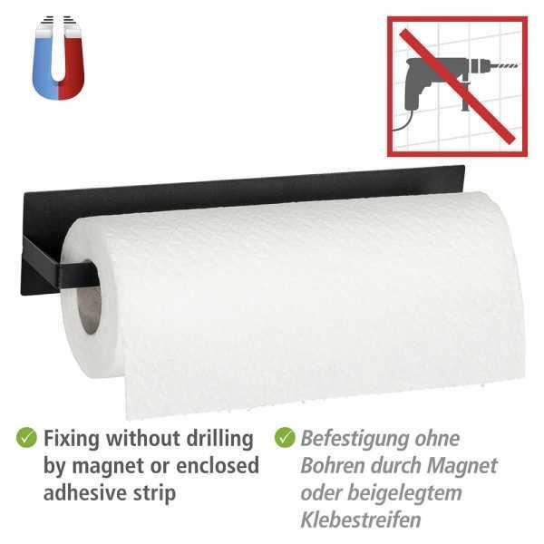 Porte-rouleau Magnétique Cuisine - Support Essuie-tout Acier Inoxydable Sans Percage Noir Pour Cuisine & Salle De Bain